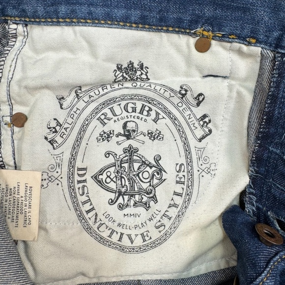 Rugby Ralph Lauren Jeans Size 27 Straight Leg Patch Work Distressed Vintage - Picture 8 of 16